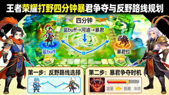 王者荣耀打野四分钟暴君争夺与反野路线规划教学配图